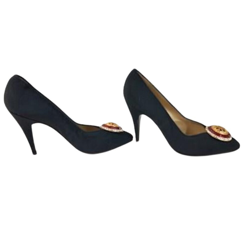 Gianni Versace Vintage Medallion Pumps Black Jewel Heels Made in Italy EU 36 - Picture 5 of 15